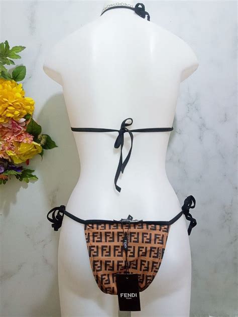 fendi logo triangle string bikini|fendi swimwear.